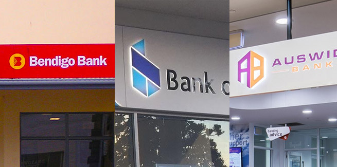 Bendigo and Adelaide Bank, the Bank of Sydney, and Auswide Bank